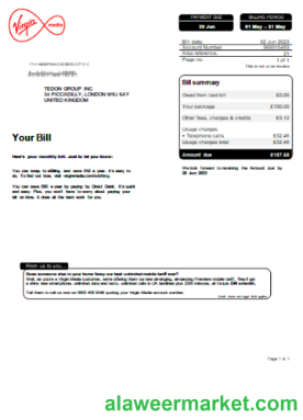 Virgin Media utility business bill SCR